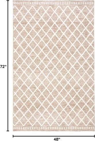 سجادة SAFAVIEH Easy Care Collection - 2'3" x 6'، بيج وعاجي، تصميم Boho Trellis، لا يتساقط ويسهل العناية به، يمكن غسله في الغسالة، مثالي للمناطق ذات الحركة العالية في غرفة المعيشة وغرفة النوم (ECR116B) in Kuwait