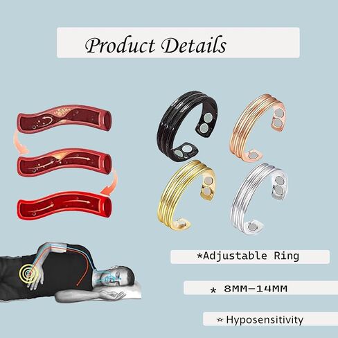 Auvulis Migraine Ring，Stainless Steel Adjustable Calmi Rings Lymphatic Vitality Magneti Rings for Women Men Anti Snoring Ring Migraine Relief Jewelry in Kuwait