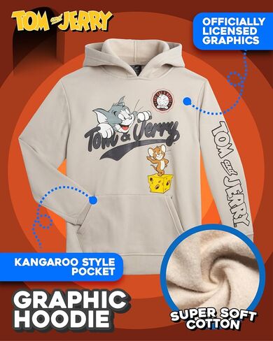 Southpole Boys Graphic Hoodie - Looney Tunes Bugs Bunny Tom and Jerry Pullover Hooded Sweatshirts for Boys (Sizes: 8-20) in Saudi Arabia