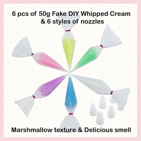 Decoden Cream 9pcs 100g غراء كريمة مخفوقة ، مجموعة فك التشفير ، صقيع المزيج المزيج المزيف مع أكياس الأنابيب للحرف اليدوية ومشاريع DIY (مجموعة الباستيل) in Kuwait