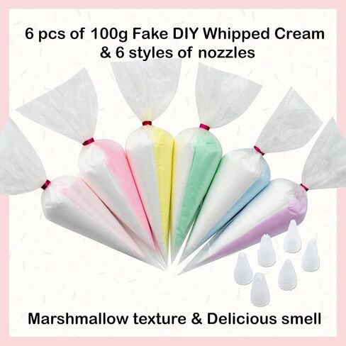 Decoden Cream 9pcs 100g غراء كريمة مخفوقة ، مجموعة فك التشفير ، صقيع المزيج المزيج المزيف مع أكياس الأنابيب للحرف اليدوية ومشاريع DIY (مجموعة الباستيل) in Kuwait