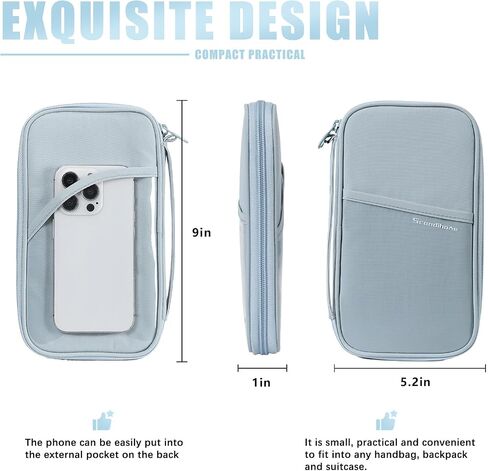 Travel Passport Wallet, Large Family Passport Holder for Men Women RFID Passport Cover Lightweight Portable Document Organizer with Wrist Strap & Neck Lanyard (Beige) in Saudi Arabia