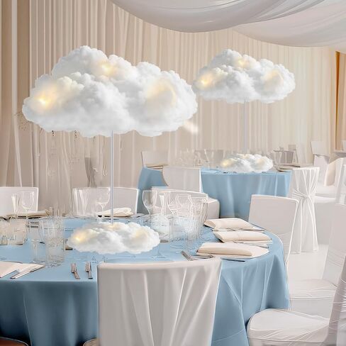Wettarn 3 مجموعة سحابة 3D Cloud LED DIY DIY دش الطفل السحابة الديكور معلق السحابة للسقف LED طقم السحابة المزيفة زخرفة السحابة الاصطناعية الدعامة لحفل الزفاف حفلات غرفة الزفاف in Kuwait