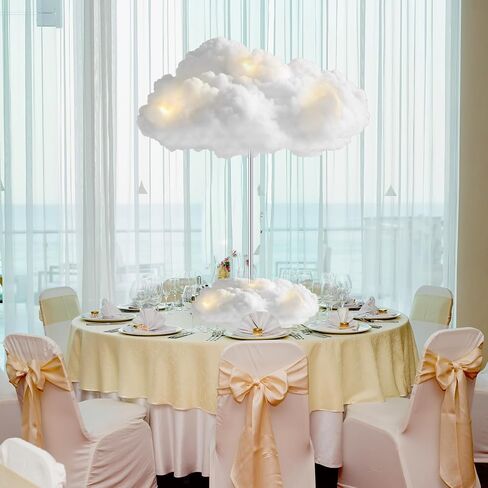 Wettarn 3 مجموعة سحابة 3D Cloud LED DIY DIY دش الطفل السحابة الديكور معلق السحابة للسقف LED طقم السحابة المزيفة زخرفة السحابة الاصطناعية الدعامة لحفل الزفاف حفلات غرفة الزفاف in Kuwait