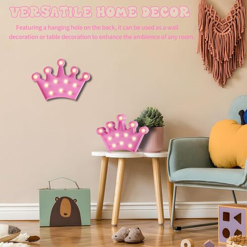 YiaMia Crown Pink Room Decor - Princess Decor for Girls Room, Battery Powered Night Light in Saudi Arabia