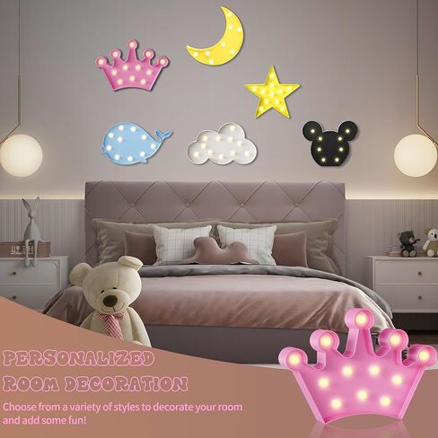 YiaMia Crown Pink Room Decor - Princess Decor for Girls Room, Battery Powered Night Light in Saudi Arabia