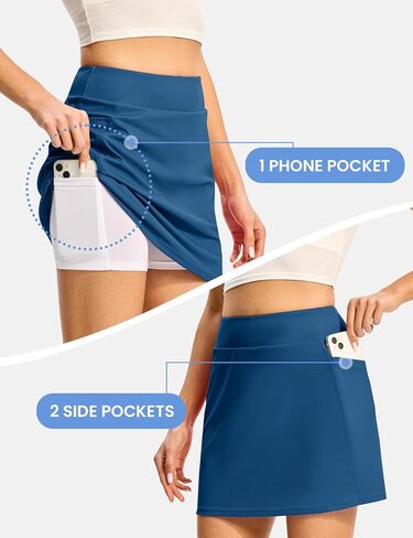 TBMPOY 16" Womens Tennis Skirts with Shorts Golf Skorts UPF100+ High Waist 3 Pockets for Athletic Workouts Casual Pickleball in Saudi Arabia