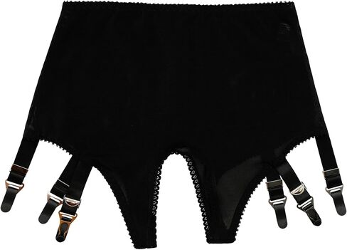 Open-Crotch Garter Panty with Adjustable 6 Straps Suspender Belt Metal Clips, for Thigh-High Stockings in Saudi Arabia