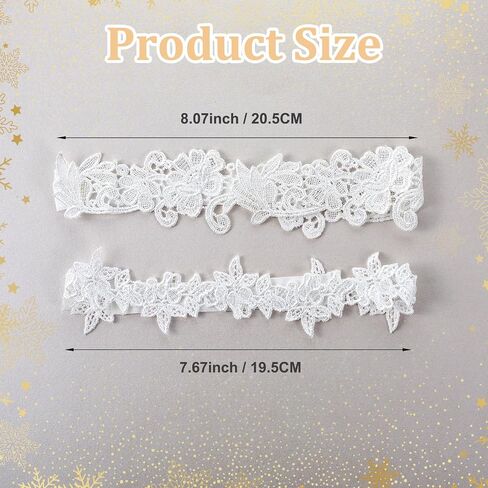 2 Pieces Garters for Bride, Wedding Garter Set, White Stretch Lace Garter, Lace & Elastic Wedding Bride Garter in Saudi Arabia