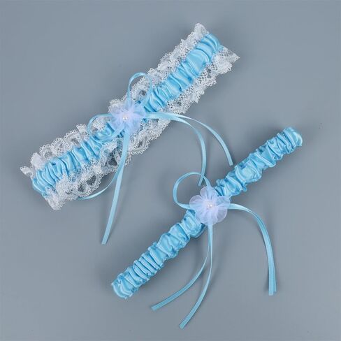 Women's White Lace Wedding Garters 2-Piece Set Bridal Garter Prom Gift in Saudi Arabia