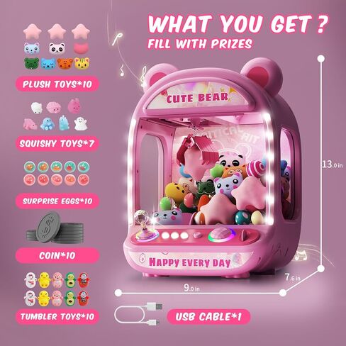 Claw Machines for Kids - Unicorn Toys for Girls Age 6+, Arcade Games Mini Vending Machine with Squishy Fidget Toys, Candy Dispenser, Claw Game in Kuwait