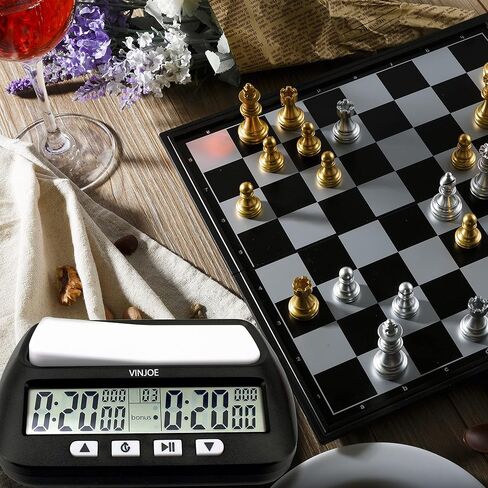 VINJOE Chess Clock Digital Chess Timer Professional for Board Games,Portable Digital Chess Clock & Game Timer with Basic,Bonus,Delay and Positive Time Features Best Gifts for Christmas (Pink) in Kuwait