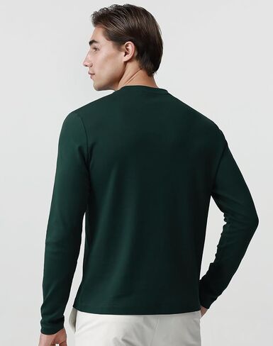 Pure Cotton T Shirts for Men Comfort Long Sleeve Tee Crewneck Jersey Moisture Wicking in Kuwait