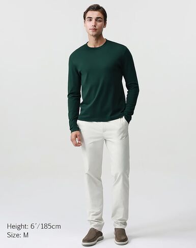 Pure Cotton T Shirts for Men Comfort Long Sleeve Tee Crewneck Jersey Moisture Wicking in Kuwait