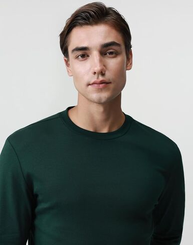 Pure Cotton T Shirts for Men Comfort Long Sleeve Tee Crewneck Jersey Moisture Wicking in Kuwait
