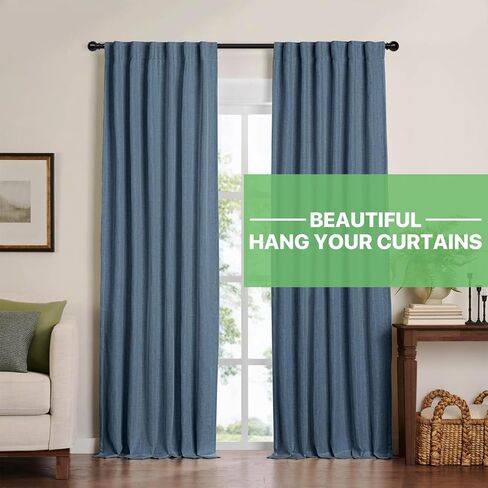 Curtain Rods for Windows 28 to 48 inch, 5/8 inch Black Curtain Rod Set with Brackets, Adjustable Metal Drapery Rod for Bedroom, Kitchen, Living Room, Matte Black in Kuwait