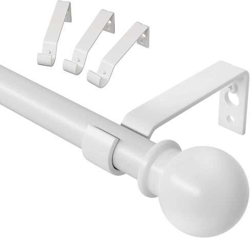 Curtain Rods for Windows 28 to 48 inch, 5/8 inch Black Curtain Rod Set with Brackets, Adjustable Metal Drapery Rod for Bedroom, Kitchen, Living Room, Matte Black in Kuwait