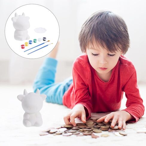 Paint Your Own Animal Money Box Kids Paint Set DIY Painting Animal Cow Zodiac Ox Piggy Bank Ceramic Animal Figurines Sculpture Birthday for Girls Boys in Saudi Arabia