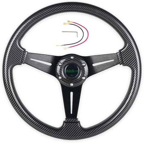 RASTP Walnut Wood Grain Trim Racing Steering Wheel, 13.8''/350MM 6 Bolts Steering Wheel in Kuwait