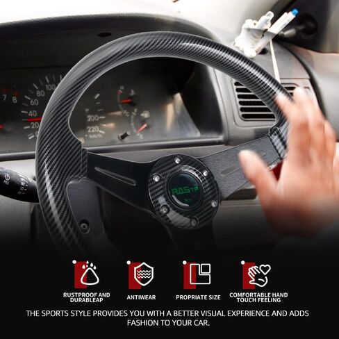 RASTP Walnut Wood Grain Trim Racing Steering Wheel, 13.8''/350MM 6 Bolts Steering Wheel in Kuwait