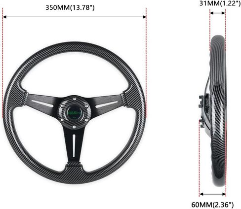 RASTP Walnut Wood Grain Trim Racing Steering Wheel, 13.8''/350MM 6 Bolts Steering Wheel in Kuwait