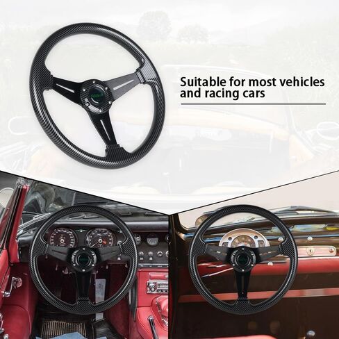 RASTP Walnut Wood Grain Trim Racing Steering Wheel, 13.8''/350MM 6 Bolts Steering Wheel in Kuwait