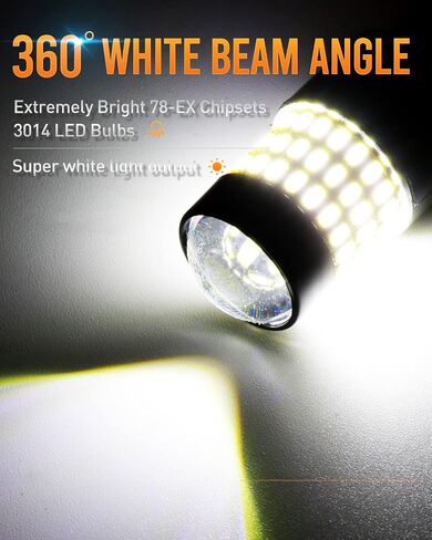 Luyed 7443 LED Bulb 1200 Lumens مشرق للغاية 7440 7441 7444 مصابيح LED مع جهاز عرض لأضواء فرامل الذيل العكسي ، وزينة وايت ، حزمة 2 in Kuwait