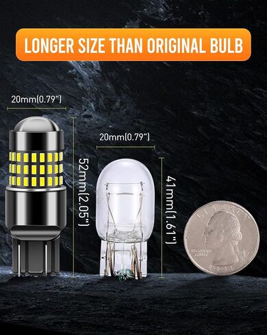 Luyed 7443 LED Bulb 1200 Lumens مشرق للغاية 7440 7441 7444 مصابيح LED مع جهاز عرض لأضواء فرامل الذيل العكسي ، وزينة وايت ، حزمة 2 in Kuwait
