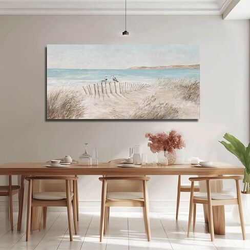 GAIDUOMAI Seascape Wall Decor Modern Artwork Office Sea Bird Painting Sandbeach Canvas Wall Prints 24x48 Inch Bedroom Decorations Ready to Hang in Kuwait