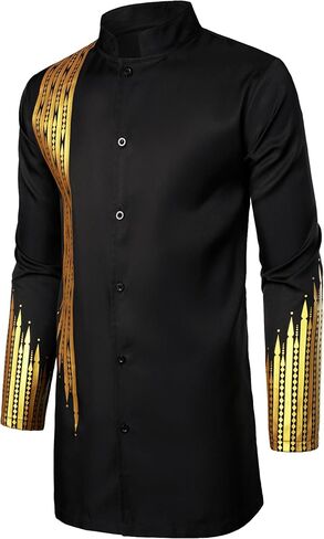 ZEROYAA Men's Traditional Suit Long Sleeve Button up African Dashiki Shirt and Pants Ethnic 2 Piece Outfit in Saudi Arabia
