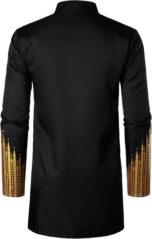 ZEROYAA Men's Traditional Suit Long Sleeve Button up African Dashiki Shirt and Pants Ethnic 2 Piece Outfit in Saudi Arabia