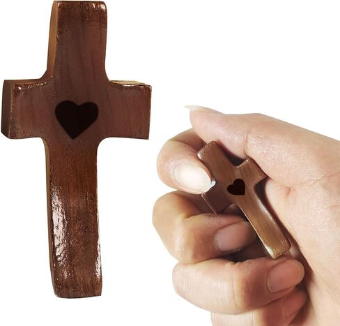 Handheld Walnut Prayer Cross - Anxiety Relief Gift for Clutching & Meditation, Smooth Comfort Cross for Adults & Kids, Religious Pocket Cross(1 Pcs) in Saudi Arabia