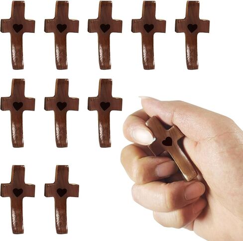 Handheld Walnut Prayer Cross - Anxiety Relief Gift for Clutching & Meditation, Smooth Comfort Cross for Adults & Kids, Religious Pocket Cross(1 Pcs) in Saudi Arabia