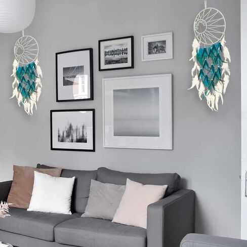 Blue Dream Catchers Luminous Dream Catcher for Boys Girls Kids Bedroom Handmade Nature Feather Decor Wall Hanging in Kuwait