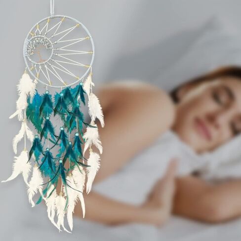 Blue Dream Catchers Luminous Dream Catcher for Boys Girls Kids Bedroom Handmade Nature Feather Decor Wall Hanging in Kuwait