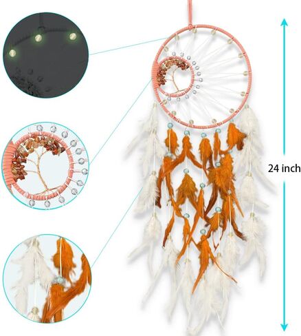 Blue Dream Catchers Luminous Dream Catcher for Boys Girls Kids Bedroom Handmade Nature Feather Decor Wall Hanging in Kuwait