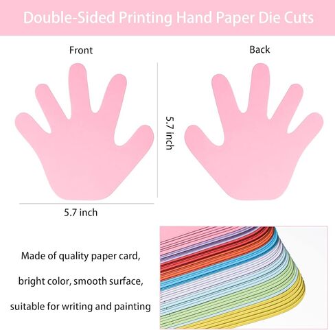 144 Pieces Hand Cutouts Paper Hand Shape Cut-Outs Assorted Color Handprint Shape Cutouts Blank Creative Paper Cutouts for Kids DIY Craft Art Project Home School Classroom Decorations in Kuwait