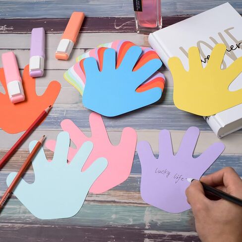 144 Pieces Hand Cutouts Paper Hand Shape Cut-Outs Assorted Color Handprint Shape Cutouts Blank Creative Paper Cutouts for Kids DIY Craft Art Project Home School Classroom Decorations in Kuwait