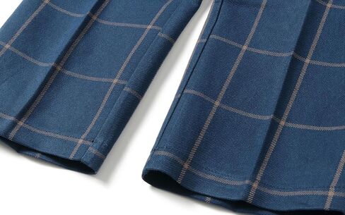 Boys Flat Front Twill Chino Pants Plaid Stretch Slim Fit School Uniforms with Zipper 5T-16Y in Kuwait
