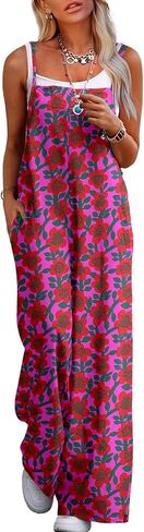 Jumpsuits for Women 2025 Summer Rompers Boho Floral Overalls Casual Wide Leg Long Pant One Piece Vacation Outfits in Saudi Arabia