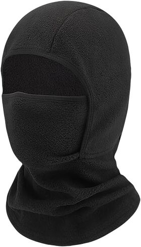 Kids Fleece Windproof Full Face Mask Neck Warmer Hood Motorcycle Ski Mask Thermal Scarf Mask Balaclava Face Hoodie Black in Kuwait