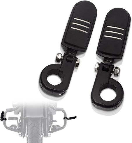 FOVPLUE 1.25" Highway Footpegs, Adjustable Footrest w/Mounting P-Clamps for Harley Touring Softail Dyna Sportster Honda Kawasaki Suzuki Yamaha Indian Victory w/1-1/4" Engine Guard, Gloss Black#1 in Saudi Arabia