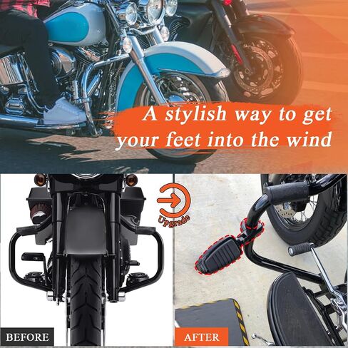 FOVPLUE 1.25" Highway Footpegs, Adjustable Footrest w/Mounting P-Clamps for Harley Touring Softail Dyna Sportster Honda Kawasaki Suzuki Yamaha Indian Victory w/1-1/4" Engine Guard, Gloss Black#1 in Saudi Arabia