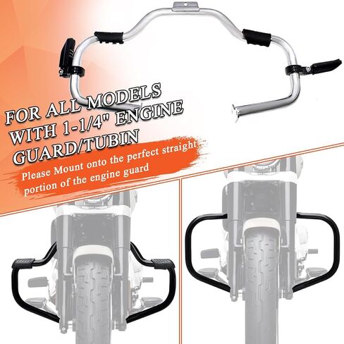 FOVPLUE 1.25" Highway Footpegs, Adjustable Footrest w/Mounting P-Clamps for Harley Touring Softail Dyna Sportster Honda Kawasaki Suzuki Yamaha Indian Victory w/1-1/4" Engine Guard, Gloss Black#1 in Saudi Arabia