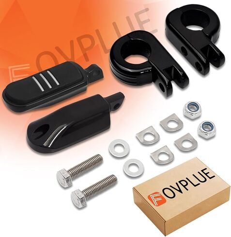 FOVPLUE 1.25" Highway Footpegs, Adjustable Footrest w/Mounting P-Clamps for Harley Touring Softail Dyna Sportster Honda Kawasaki Suzuki Yamaha Indian Victory w/1-1/4" Engine Guard, Gloss Black#1 in Saudi Arabia