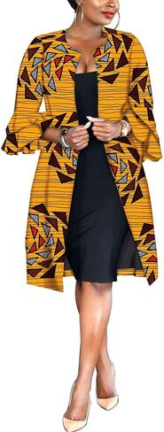 Dashiki African Clothes Women Outfits Ankara Print Long Jacket Double Layer Ruffles Sleeve Coat Customized Clothes in Saudi Arabia