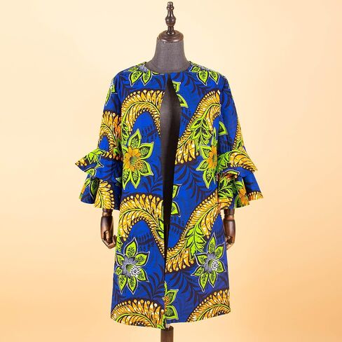 Dashiki African Clothes Women Outfits Ankara Print Long Jacket Double Layer Ruffles Sleeve Coat Customized Clothes in Saudi Arabia