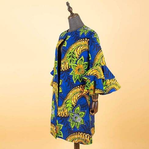 Dashiki African Clothes Women Outfits Ankara Print Long Jacket Double Layer Ruffles Sleeve Coat Customized Clothes in Saudi Arabia