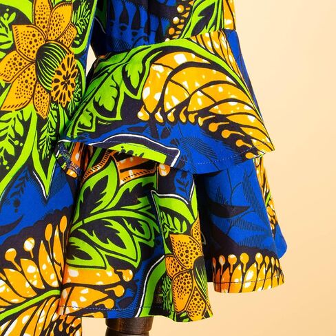 Dashiki African Clothes Women Outfits Ankara Print Long Jacket Double Layer Ruffles Sleeve Coat Customized Clothes in Saudi Arabia