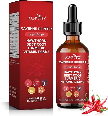 Cayenne Pepper Drops 2000mg | with Hawthorn & Beet Root for Blood Flow Support | Natural Cardiovascular Supplement | Alcohol-Free & Vegan Liquid Drops (1PCS) in Saudi Arabia